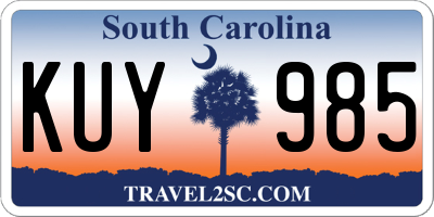 SC license plate KUY985