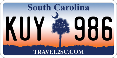 SC license plate KUY986