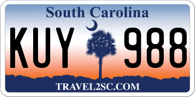 SC license plate KUY988
