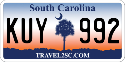 SC license plate KUY992