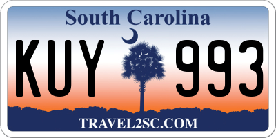 SC license plate KUY993