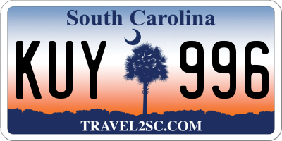 SC license plate KUY996