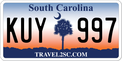 SC license plate KUY997