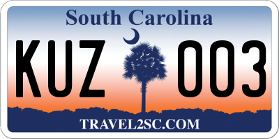 SC license plate KUZ003