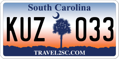 SC license plate KUZ033