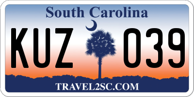 SC license plate KUZ039
