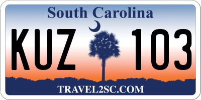 SC license plate KUZ103