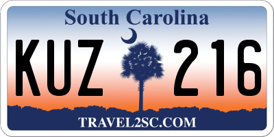 SC license plate KUZ216