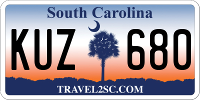 SC license plate KUZ680