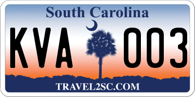 SC license plate KVA003