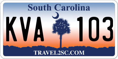 SC license plate KVA103