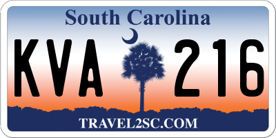 SC license plate KVA216
