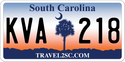SC license plate KVA218