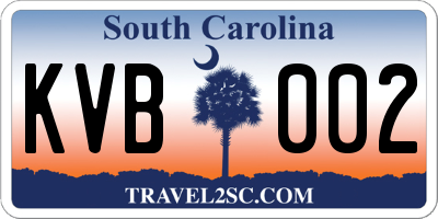 SC license plate KVB002