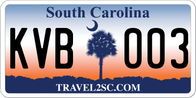 SC license plate KVB003
