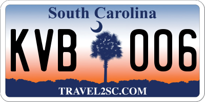 SC license plate KVB006