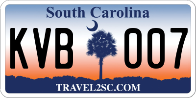 SC license plate KVB007