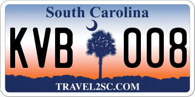 SC license plate KVB008
