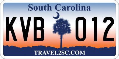 SC license plate KVB012