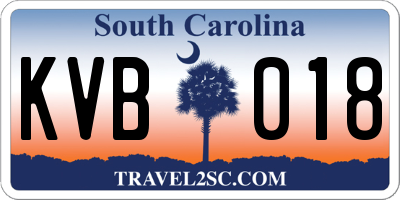 SC license plate KVB018