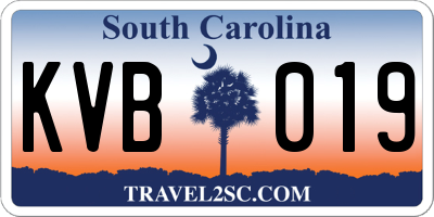 SC license plate KVB019