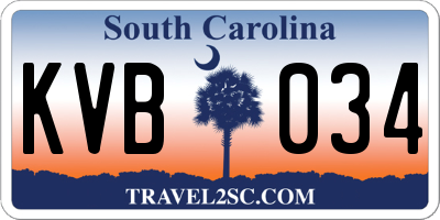 SC license plate KVB034