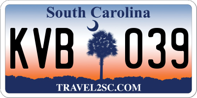 SC license plate KVB039
