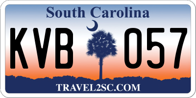 SC license plate KVB057