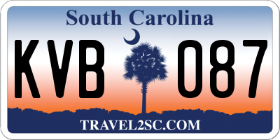 SC license plate KVB087