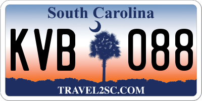 SC license plate KVB088