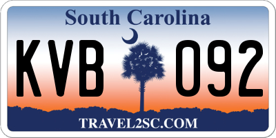 SC license plate KVB092