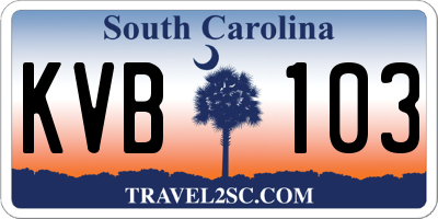 SC license plate KVB103