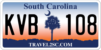 SC license plate KVB108