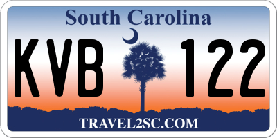 SC license plate KVB122