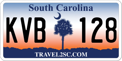 SC license plate KVB128