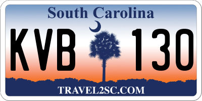 SC license plate KVB130