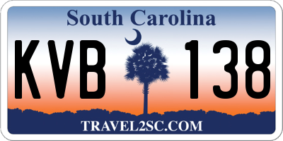 SC license plate KVB138