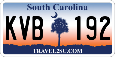 SC license plate KVB192
