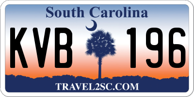SC license plate KVB196