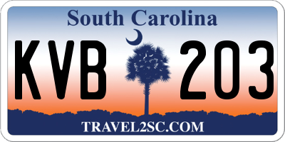 SC license plate KVB203