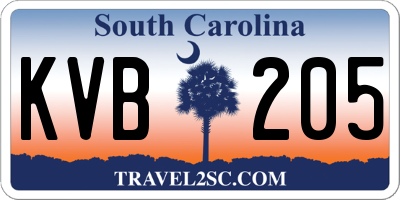 SC license plate KVB205
