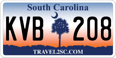 SC license plate KVB208