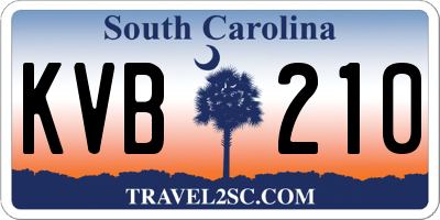 SC license plate KVB210