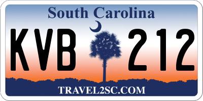 SC license plate KVB212