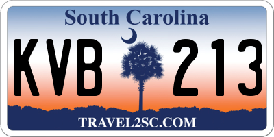 SC license plate KVB213