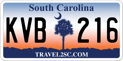 SC license plate KVB216