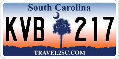 SC license plate KVB217