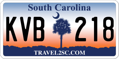 SC license plate KVB218