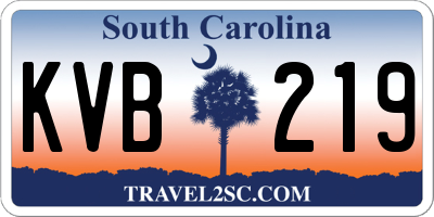 SC license plate KVB219