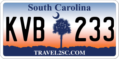 SC license plate KVB233